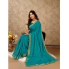 Generic Women's Vichitra Swiroshki Butta Saree With Unstitched Blouse (Teal Blue, 5-6 Mtrs)