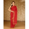 Generic Women's Vichitra Swiroshki Butta Saree With Unstitched Blouse (Red, 5-6 Mtrs)
