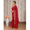 Generic Women's Vichitra Swiroshki Butta Saree With Unstitched Blouse (Maroon, 5-6 Mtrs)