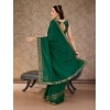 Generic Women's Vichitra Swiroshki Butta Saree With Unstitched Blouse (Green, 5-6 Mtrs)