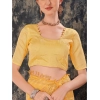 Generic Women's Chiffon Fabric Line Saree With Unstitched Blouse (Yellow, 5-6 Mtrs)