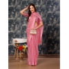 Generic Women's Chiffon Fabric Line Saree With Unstitched Blouse (Pink, 5-6 Mtrs)