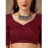 Generic Women's Vichitra Bandhini Saree With Unstitched Blouse (Maroon, 5-6 Mtrs)