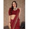 Generic Women's Vichitra Bandhini Saree With Unstitched Blouse (Maroon, 5-6 Mtrs)