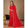 Generic Women's Vichitra Bandhini Saree With Unstitched Blouse (Red, 5-6 Mtrs)