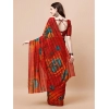 Generic Women's Georgette Floral Printed Saree With Unstitched Blouse (Maroon, 5-6 Mtrs)