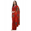 Generic Women's Georgette Floral Printed Saree With Unstitched Blouse (Maroon, 5-6 Mtrs)