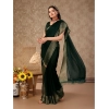 Generic Women's Chiffon Fabric Plain Saree With Unstitched Blouse (Green, 5-6 Mtrs)