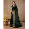 Generic Women's Chiffon Fabric Plain Saree With Unstitched Blouse (Green, 5-6 Mtrs)