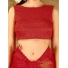 Generic Women's Chiffon Fabric Plain Saree With Unstitched Blouse (Red, 5-6 Mtrs)