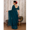 Generic Women's Chiffon Fabric Line Saree With Unstitched Blouse (Blue, 5-6 Mtrs)