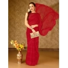 Generic Women's Chiffon Fabric Line Saree With Unstitched Blouse (Red, 5-6 Mtrs)
