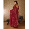 Generic Women's Zomto Laheriya Saree With Unstitched Blouse (Maroon, 5-6 Mtrs)