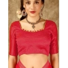 Generic Women's Zomto Laheriya Saree With Unstitched Blouse (Rani, 5-6 Mtrs)