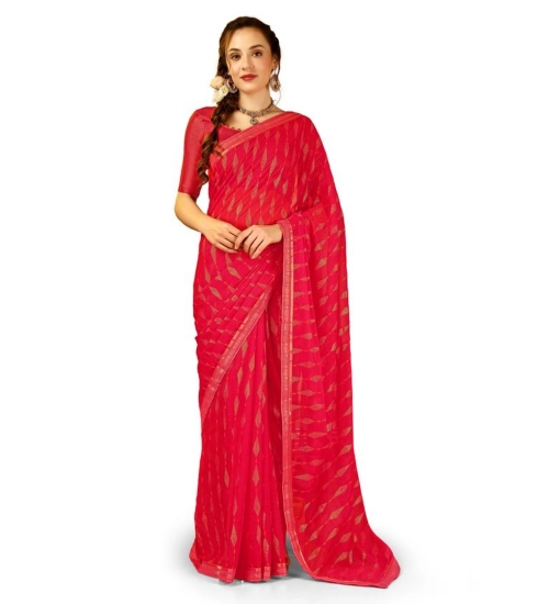 Generic Women's Zomto Laheriya Saree With Unstitched Blouse (Rani, 5-6 Mtrs)