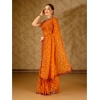 Generic Women's Zomto Laheriya Saree With Unstitched Blouse (Yellow, 5-6 Mtrs)