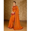 Generic Women's Zomto Laheriya Saree With Unstitched Blouse (Yellow, 5-6 Mtrs)