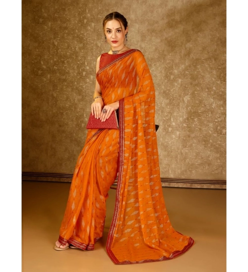 Generic Women's Zomto Laheriya Saree With Unstitched Blouse (Yellow, 5-6 Mtrs)