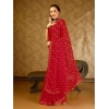 Generic Women's Zomto Laheriya Saree With Unstitched Blouse (Red, 5-6 Mtrs)