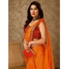 Generic Women's Zomto Zig Zag Saree With Unstitched Blouse (Yellow, 5-6 Mtrs)
