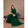Generic Women's Chiffon Fabric Line Saree With Unstitched Blouse (Green, 5-6 Mtrs)