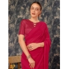Generic Women's Chiffon Fabric Line Saree With Unstitched Blouse (Pink, 5-6 Mtrs)
