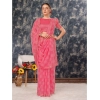 Generic Women's Zomto Checked Saree With Unstitched Blouse (Pink, 5-6 Mtrs)