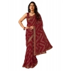 Generic Women's Zomto Zig Zag Saree With Unstitched Blouse (Maroon, 5-6 Mtrs)