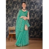 Generic Women's Zomto Printed Saree With Unstitched Blouse (Turquoise Green, 5-6 Mtrs)