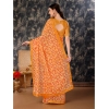 Generic Women's Zomto Printed Saree With Unstitched Blouse (Light Orange, 5-6 Mtrs)