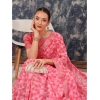 Generic Women's Zomto Printed Saree With Unstitched Blouse (Pink, 5-6 Mtrs)
