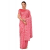 Generic Women's Zomto Printed Saree With Unstitched Blouse (Pink, 5-6 Mtrs)