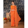 Generic Women's Zomto Printed Saree With Unstitched Blouse (Dark Orange, 5-6 Mtrs)