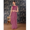 Generic Women's Linen Zig Zag Saree With Unstitched Blouse (Purple, 5-6 Mtrs)