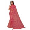 Generic Women's Linen Zig Zag Saree With Unstitched Blouse (Pink, 5-6 Mtrs)