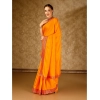 Generic Women's Vichitra Plain Saree With Unstitched Blouse (Yellow, 5-6 Mtrs)