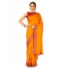 Generic Women's Vichitra Plain Saree With Unstitched Blouse (Yellow, 5-6 Mtrs)