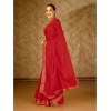 Generic Women's Vichitra Plain Saree With Unstitched Blouse (Red, 5-6 Mtrs)