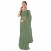 Generic Women's Linen Line Saree With Unstitched Blouse (Green, 5-6 Mtrs)