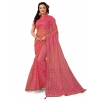 Generic Women's Linen Line Saree With Unstitched Blouse (Pink, 5-6 Mtrs)
