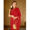 Generic Women's Vichitra Swiroshki Butta Saree With Unstitched Blouse (Red, 5-6 Mtrs)