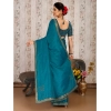 Generic Women's Vichitra Swiroshki Butta Saree With Unstitched Blouse (Blue, 5-6 Mtrs)