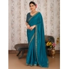 Generic Women's Vichitra Swiroshki Butta Saree With Unstitched Blouse (Blue, 5-6 Mtrs)