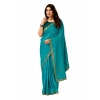 Generic Women's Vichitra Swiroshki Butta Saree With Unstitched Blouse (Teal Blue, 5-6 Mtrs)