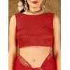 Generic Women's Vichitra Printed Saree With Unstitched Blouse (Red, 5-6 Mtrs)