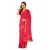 Generic Women's Vichitra Swiroshki Butta Saree With Unstitched Blouse (Pink, 5-6 Mtrs)