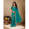 Generic Women's Vichitra Swiroshki Butta Saree With Unstitched Blouse (Teal Blue, 5-6 Mtrs)