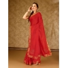 Generic Women's Vichitra Swiroshki Butta Saree With Unstitched Blouse (Red, 5-6 Mtrs)