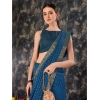 Generic Women's Vichitra Bandhini Saree With Unstitched Blouse (Blue, 5-6 Mtrs)
