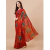Generic Women's Georgette Floral Printed Saree With Unstitched Blouse (Maroon, 5-6 Mtrs)